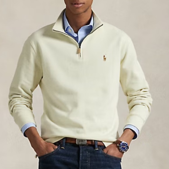 Polo Ralph Lauren Other - Polo Ralph Lauren Estate-Rib Quarter-Zip Pullover Men’s Cream Size Medium